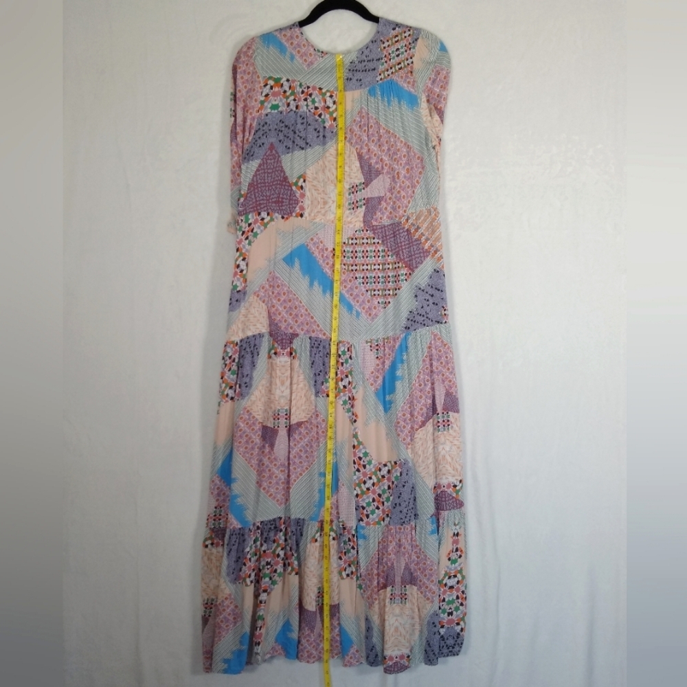 Jaase Purple Pink Tan Multicolor Patchwork Print … - image 6